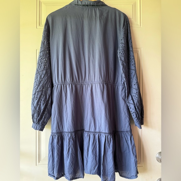 MNG Cotton Long Sleeve Eyelet Dress - Picture 3 of 6